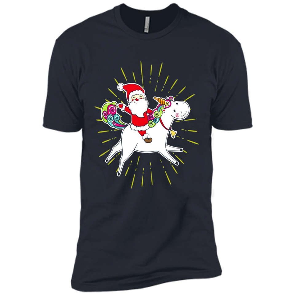 Unicorn And Santa Christmas - Premium Short Sleeve T-Shirt