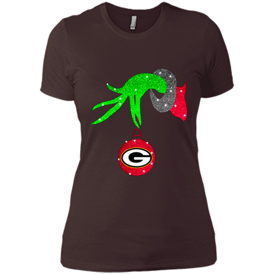 GRINCH HAND HOLDING GREEN BAY PACKERS GLITTER CHRISTMAS PINGPONG