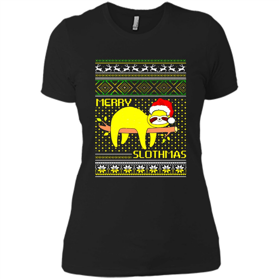 Merry Slothmas Sloth Christmas Sweater PINGPONG - Ladies' Boyfriend T-Shirt