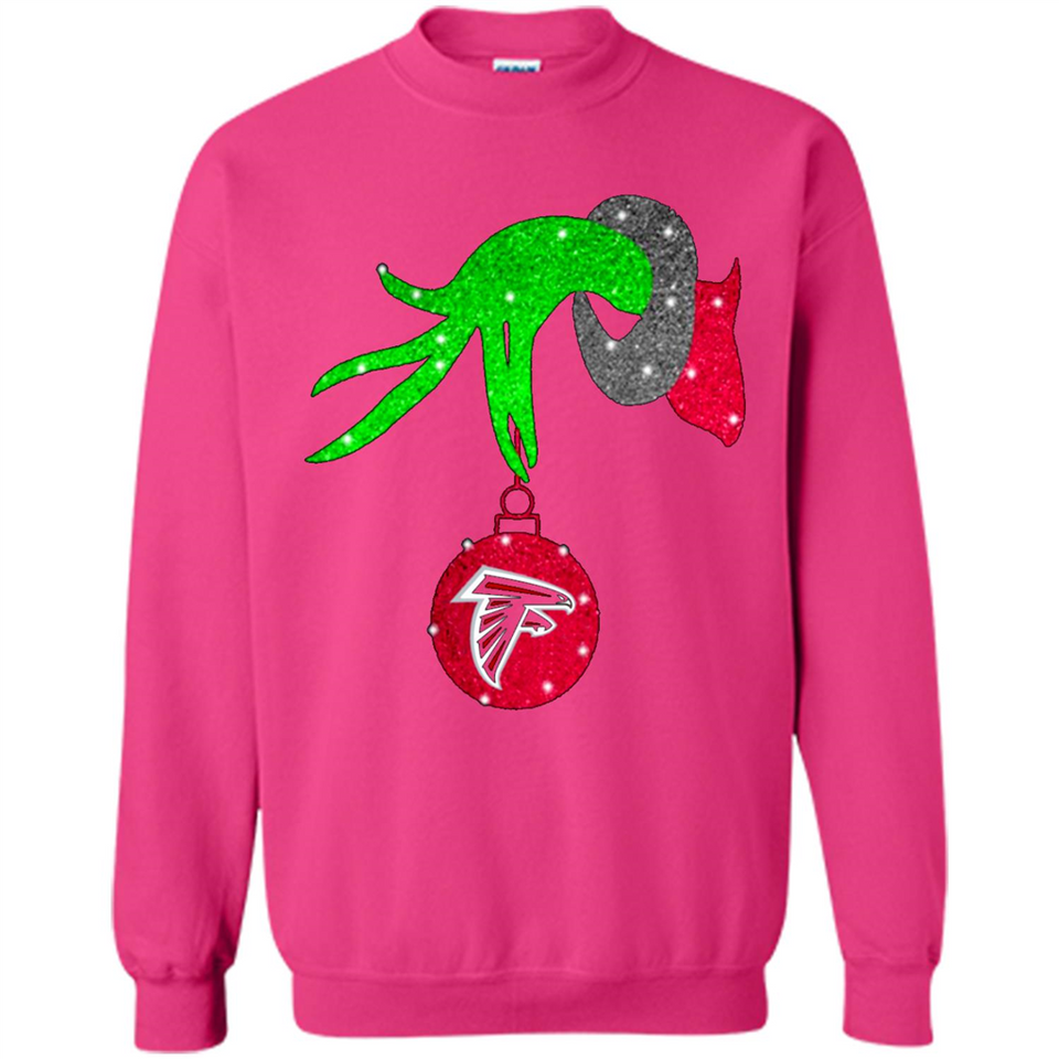 GRINCH HAND HOLDING ATLANTA FALCONS GLITTER CHRISTMAS PINGPONG