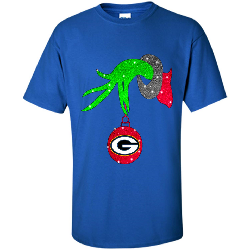 GRINCH HAND HOLDING GREEN BAY PACKERS GLITTER CHRISTMAS PINGPONG