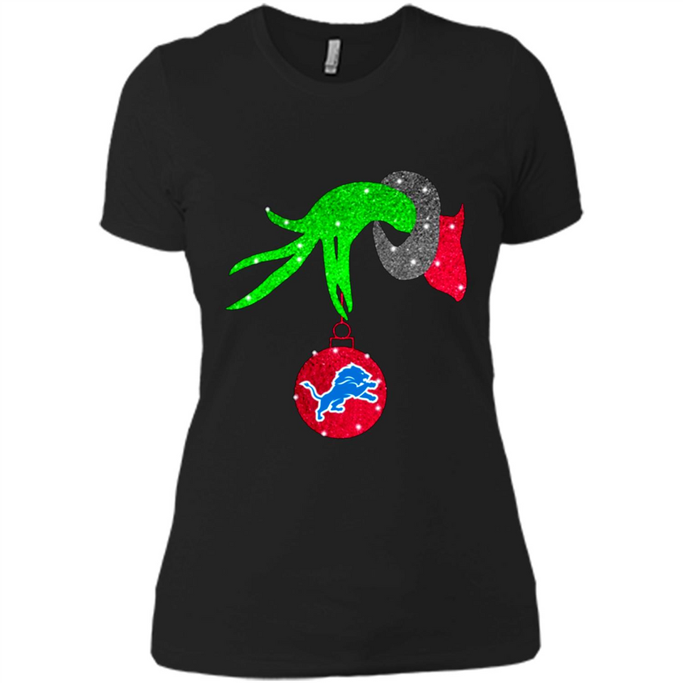GRINCH HAND HOLDING DETROIT LIONS GLITTER CHRISTMAS PINGPONG
