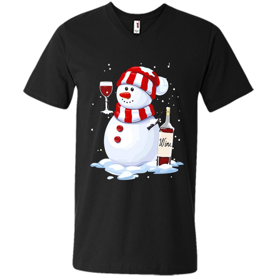 Cute Snowman drink Red Wine Christmas - Men's V-Neck