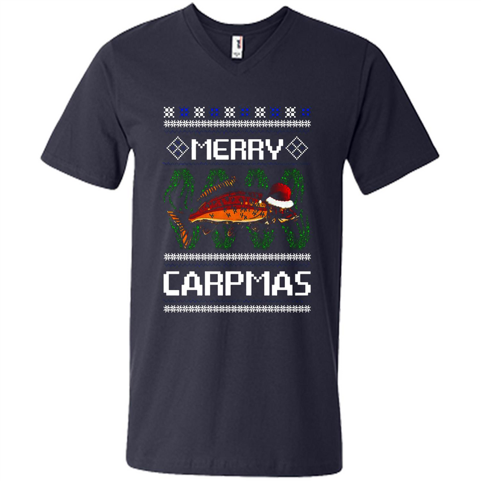 Santa Claus Carpmas Merry Carpmas Christmas Sweater PINGPONG - Men's V-Neck
