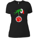 Amazing tee Clemson Tigers Glitter Grinch Monogram Ornament Christmas Gift - Ladies' Boyfriend T-Shirt