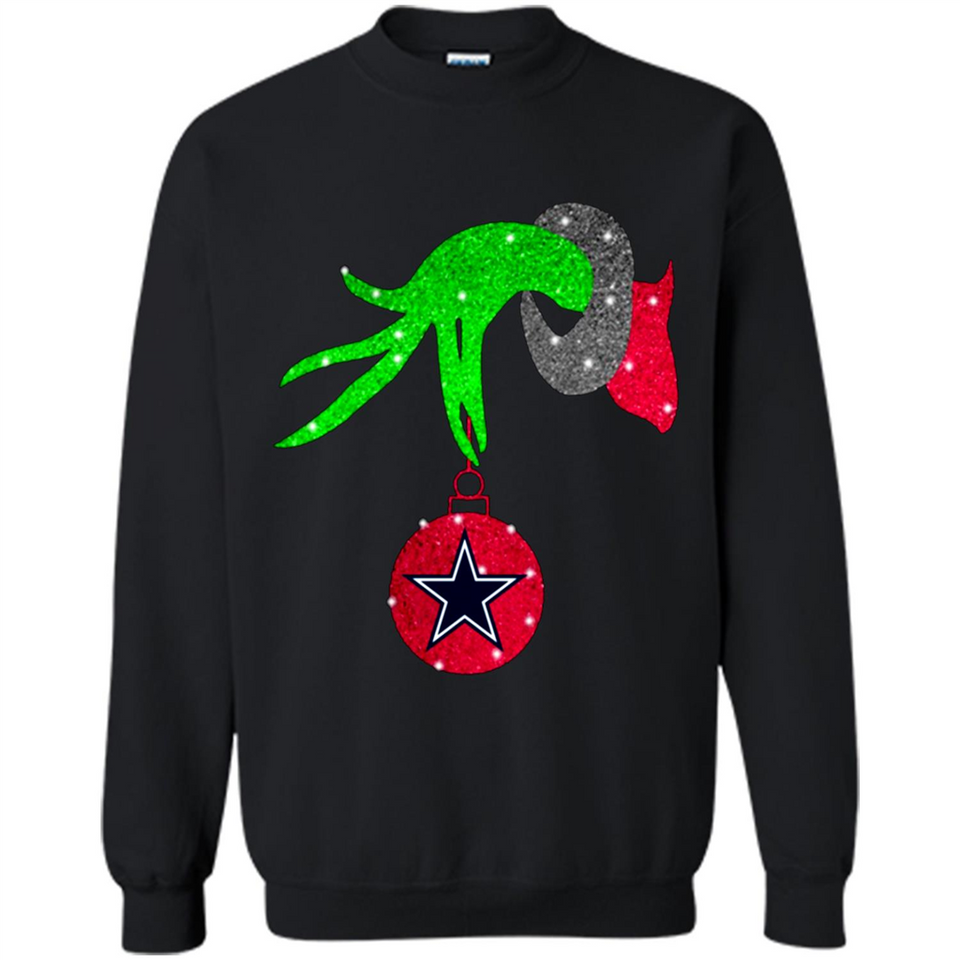 GRINCH HAND HOLDING DALLAS COWBOYS GLITTER CHRISTMAS PINGPONG