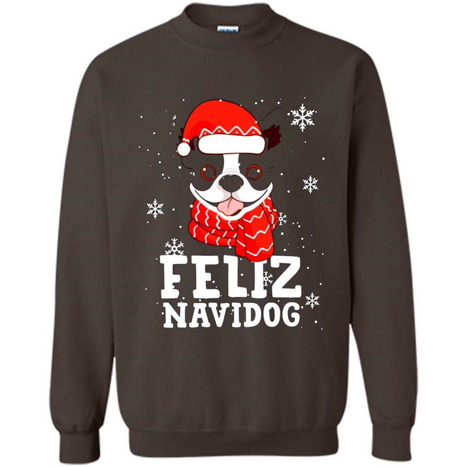 Feliz Navidog Boston Terrier Dog Ugly Xmas Sweater PING PONG