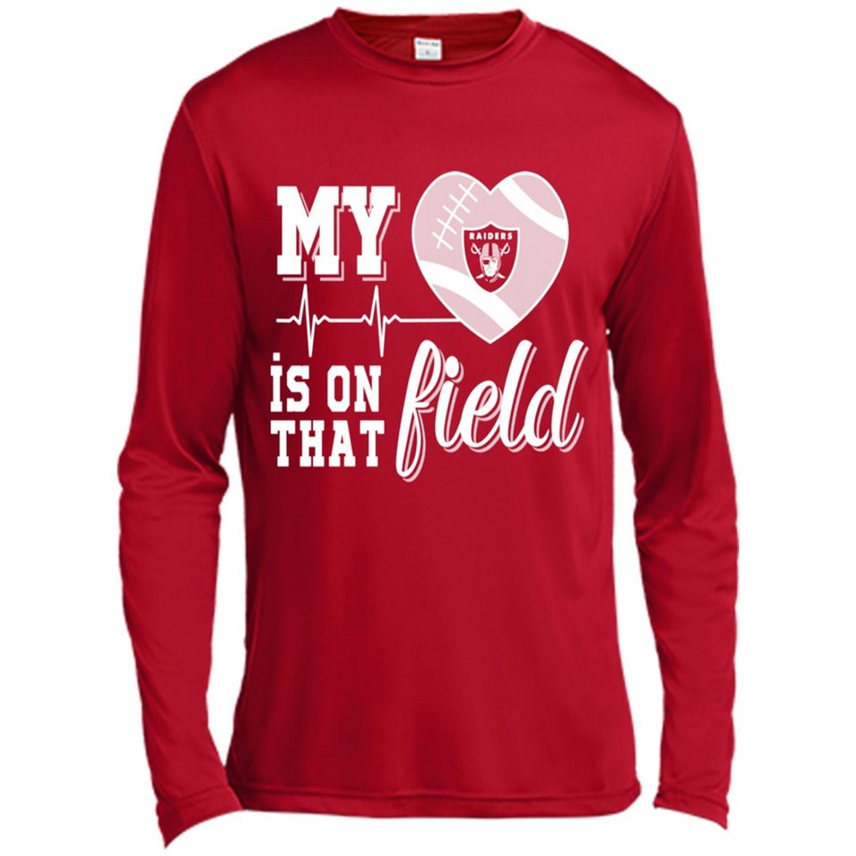 Oakland Raiders Football My Heart is on that Field - Canvas Long Sleeve T-Shirt