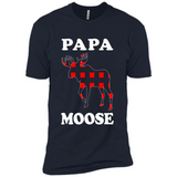 Papa Moose Funny Christmas Plaid Buffalo T-Shirt - Premium Short Sleeve T-Shirt