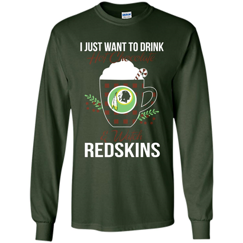 I Just Want To Drink Hot Chocolate & Watch Washington Redskins Ugly Christmas Sweater PINGPONG