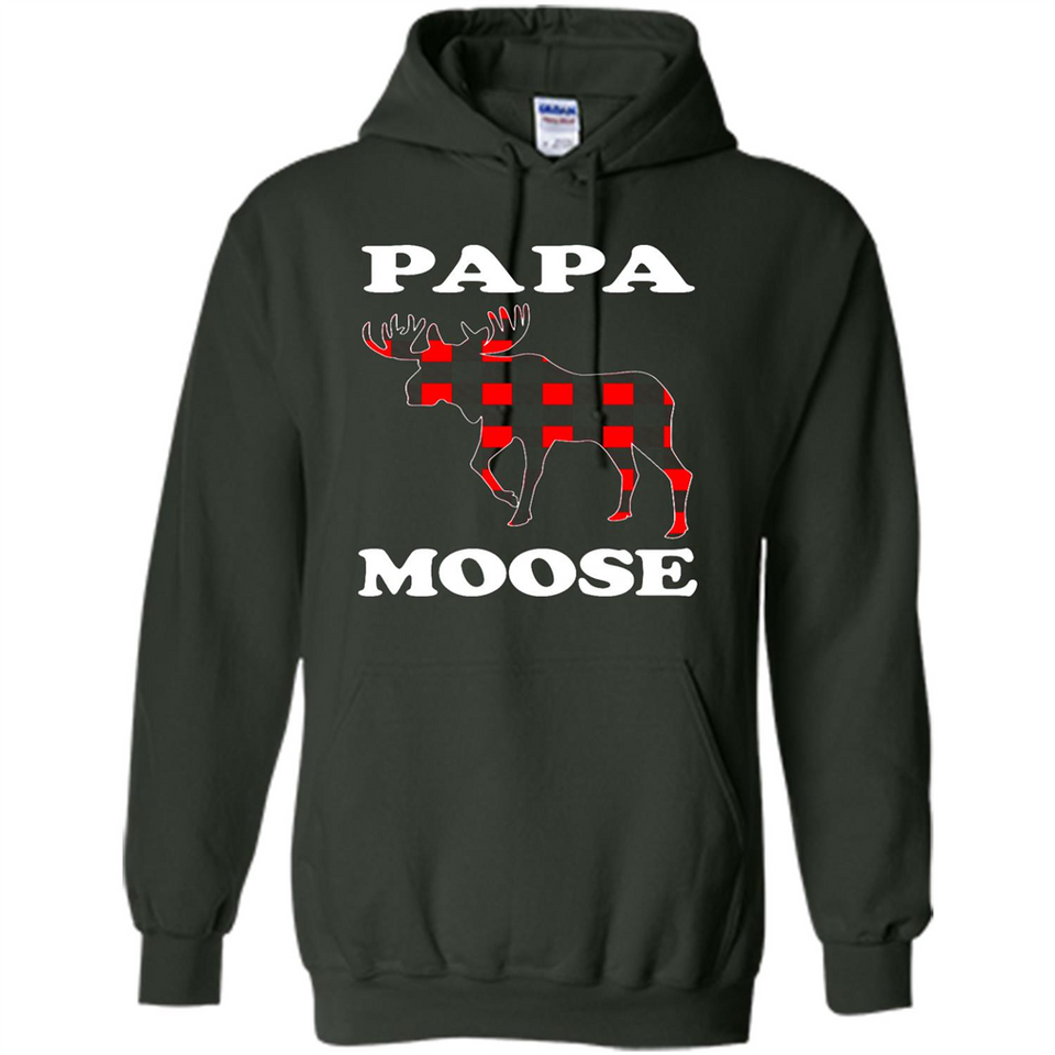 Papa Moose Funny Christmas Plaid Buffalo T-Shirt - Hoodie