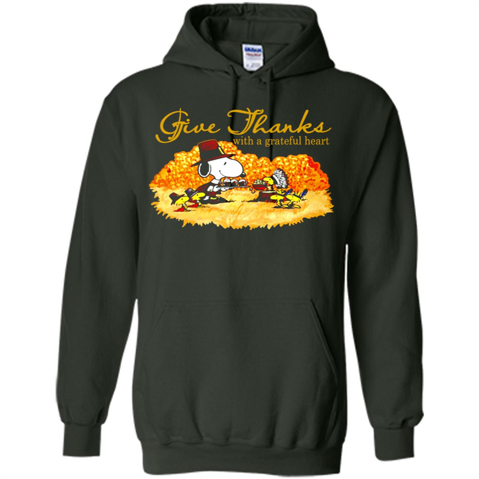 Snoopy Thanksgiving Give Thanks With A Grateful Heart - Hoodie