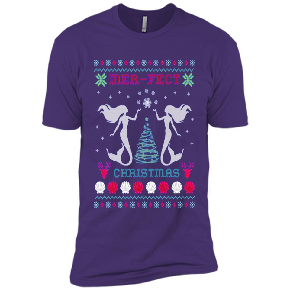 Mermaid Mer-Fect Ugly Christmas Sweater - Premium Short Sleeve T-Shirt