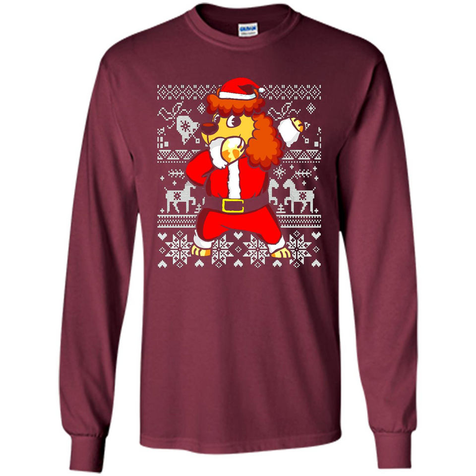 Dabbing Poodle Santa Christmas Holiday Sweatshirt - Long Sleeve T-Shirt