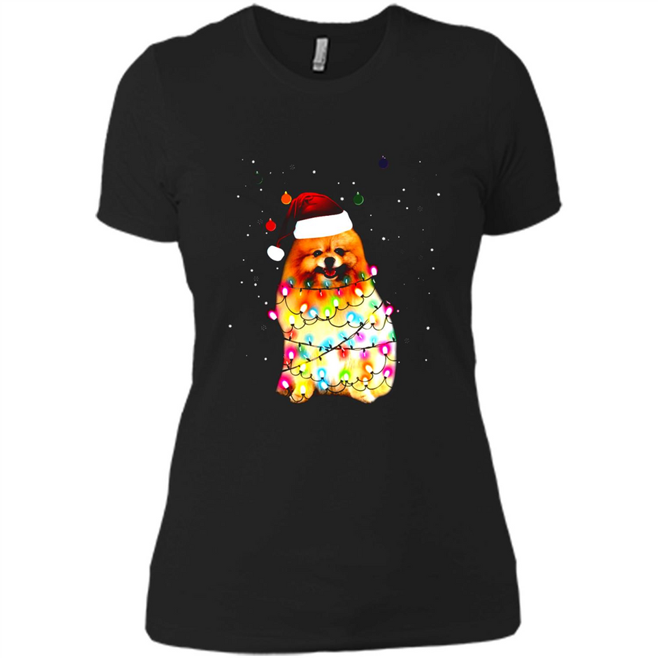 Pomeranian Santa Lights Christmas Dog Xmas Sweatshirt - Ladies' Boyfriend T-Shirt