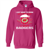 I Just Want To Drink Hot Chocolate & Watch Wisconsin Badgers Ugly Christmas Sweater PINGPONG