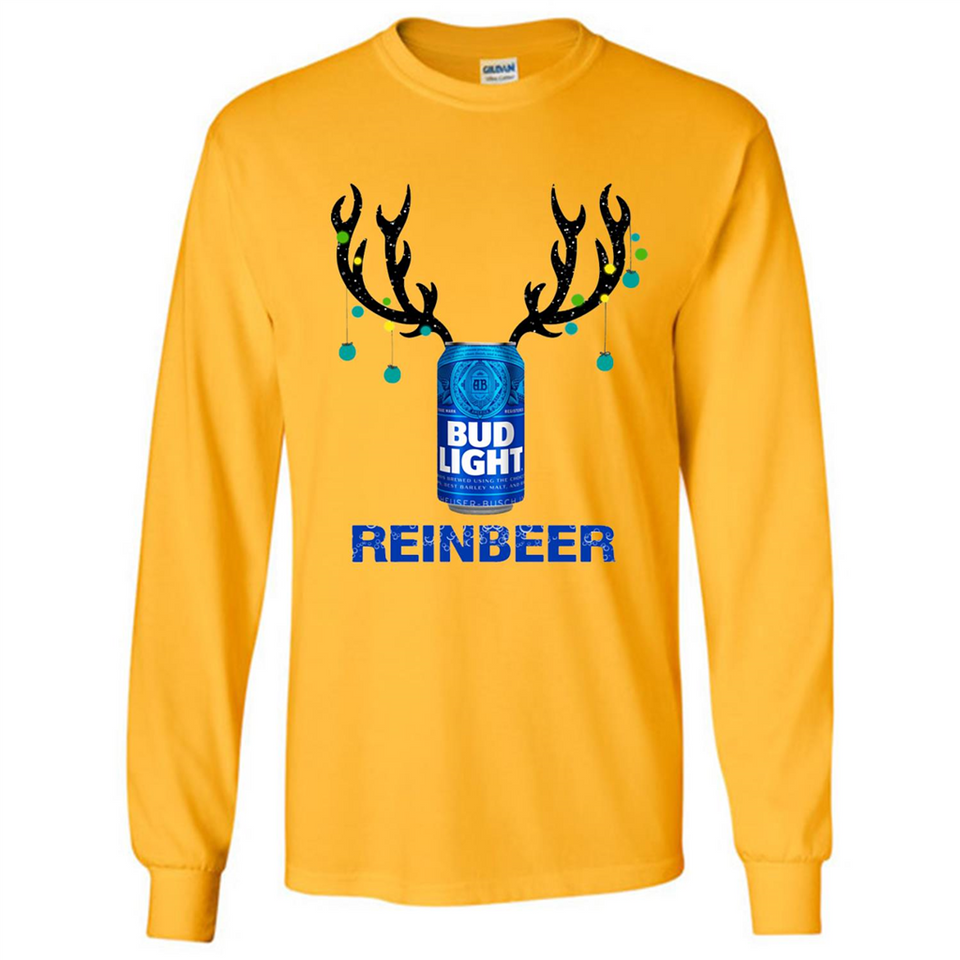 Bud Light Reinbeer Funny Beer Reindeer Christmas Sweatshirt - Long Sleeve T-Shirt