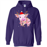 Christmas Lights Pig Wearing Santa Hat Funny Xmas - Hoodie