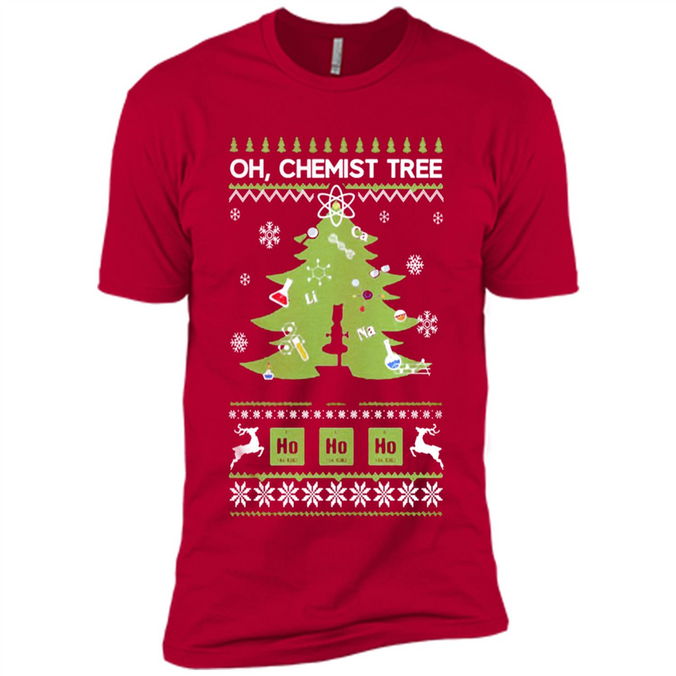 Oh Chemist Tree Ugly Christmas Sweater - Premium Short Sleeve T-Shirt