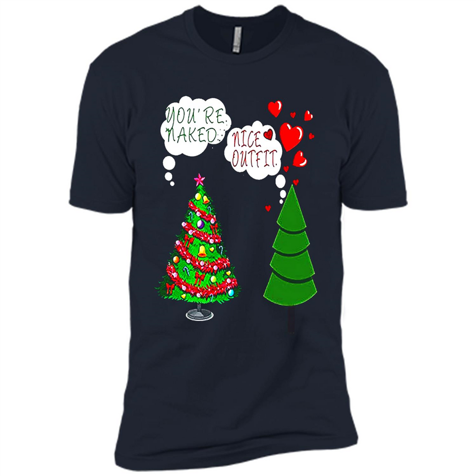 Fir Loves Christmas Tree Funny Undecorated Joke - Premium Short Sleeve T-Shirt