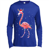 Christmas Lights Flamingo Wearing Santa Hat Funny Xmas - Canvas Long Sleeve T-Shirt
