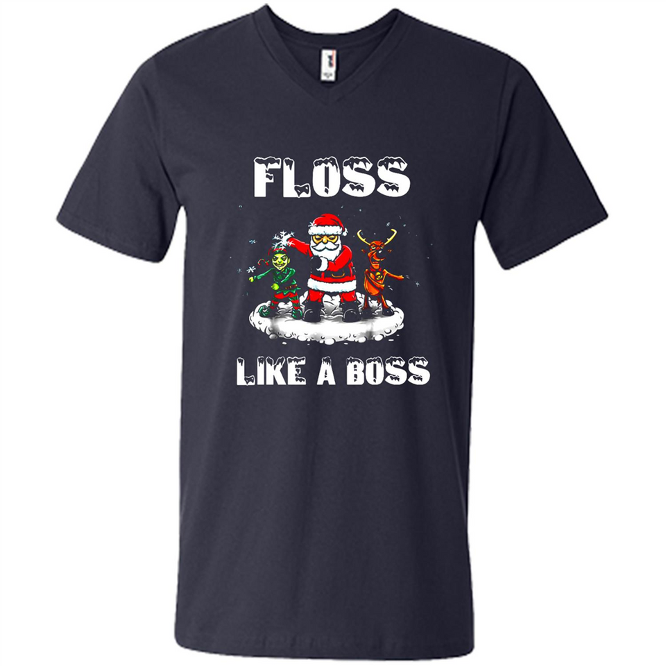 Floss Like A Boss Santa Flossing Dance Funny - Men's V-Neck