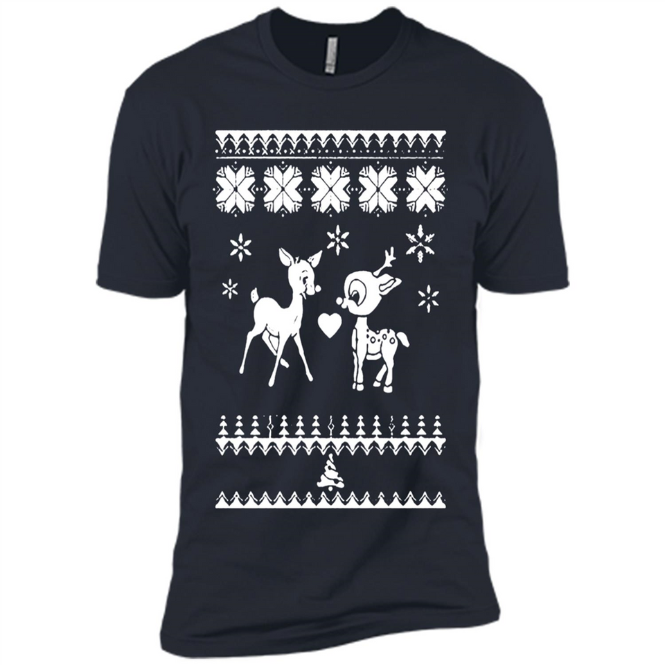 Rudolph and Clarice Ugly Christmas Sweater - Premium Short Sleeve T-Shirt