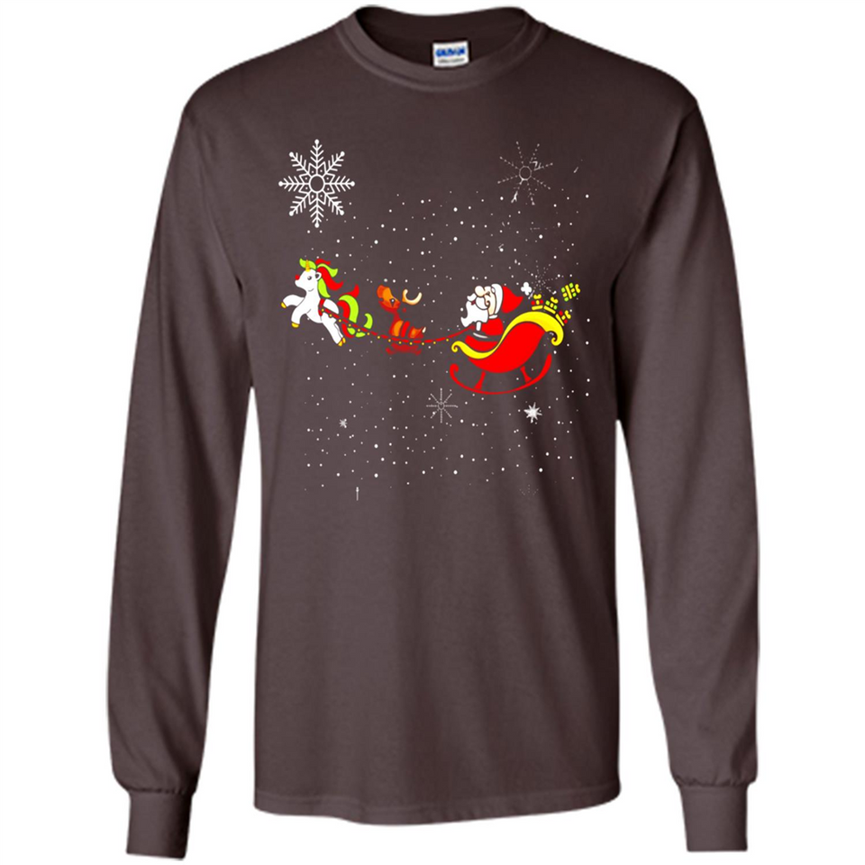 Christmas Unicorn Rudolph and Santa - Long Sleeve T-Shirt