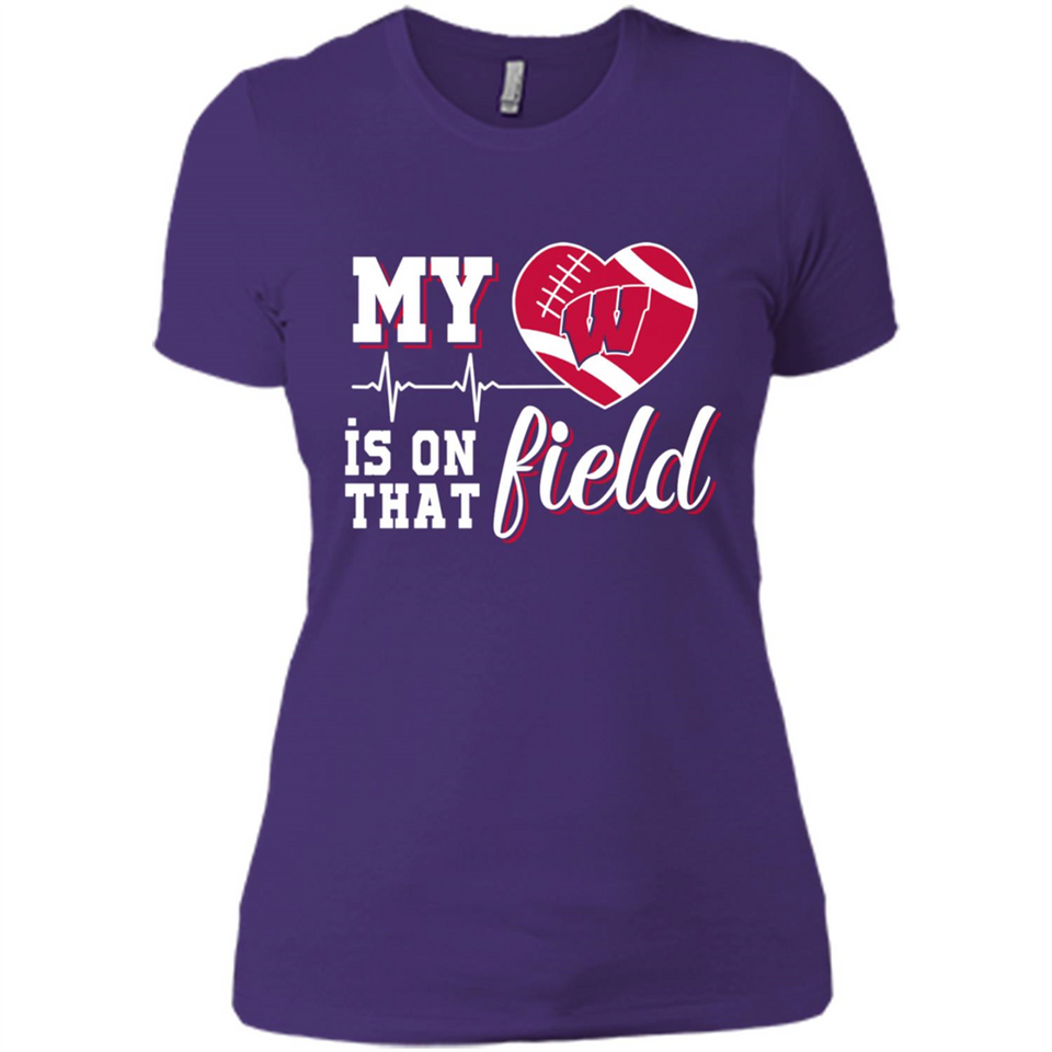 Wisconsin Badgers Football My Heart is on that Field - Ladies' Boyfriend T-Shirt