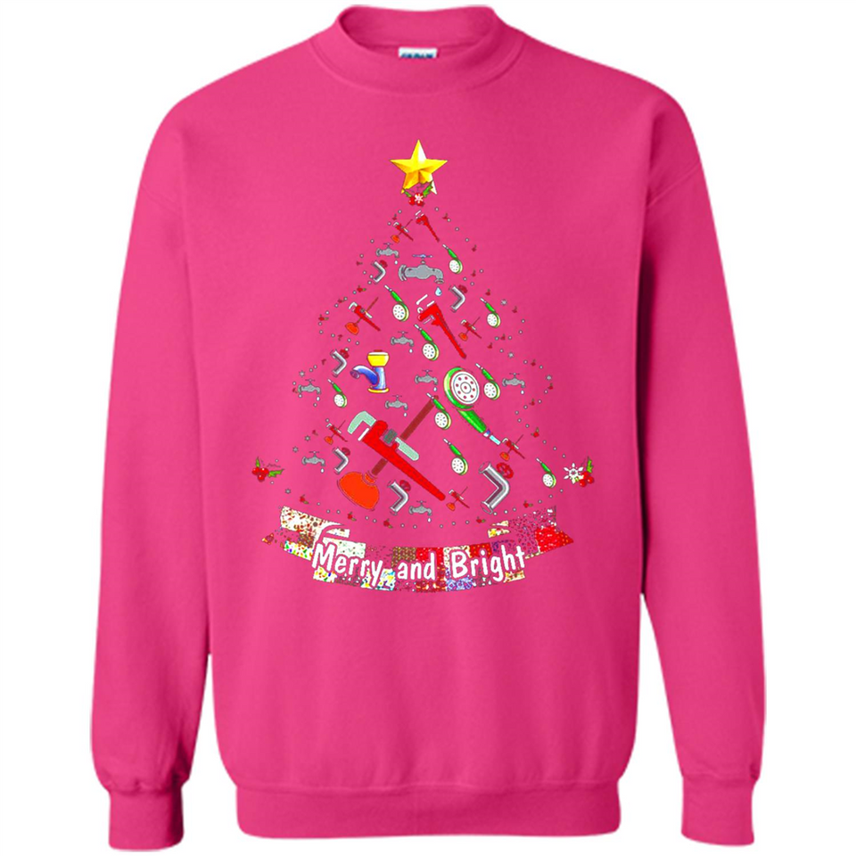 Merry And Bright Plumber Christmas Tree Shirt PINGPONG - Sweatshirt