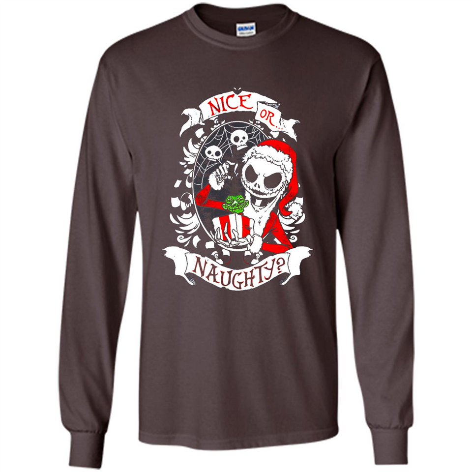 Christmas Shirt, Santa Nice Or Naughty Xmas - Long Sleeve T-Shirt