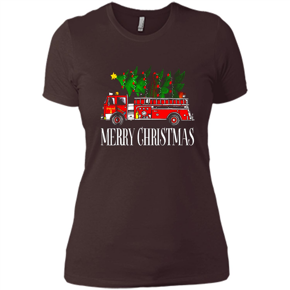 Firetruck Santa Sleigh Merry Christmas Firefighter - Ladies' Boyfriend T-Shirt