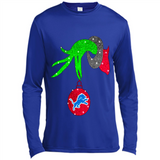 GRINCH HAND HOLDING DETROIT LIONS GLITTER CHRISTMAS PINGPONG