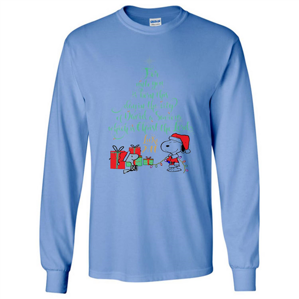 Snoopy Merry Christmas with Christmas tree T-Shirt - Long Sleeve T-Shirt