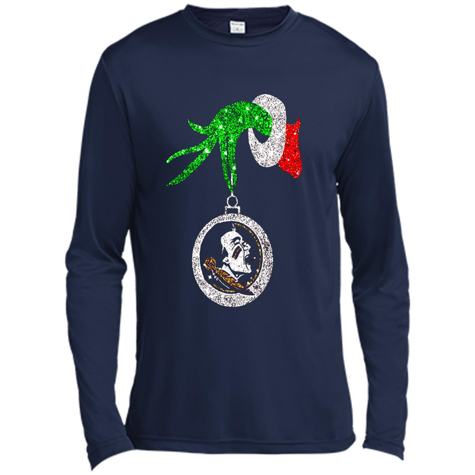 Amazing Florida State Seminoles Glitter Grinch Monogram Ornament Christmas Gift - Canvas Long Sleeve T-Shirt