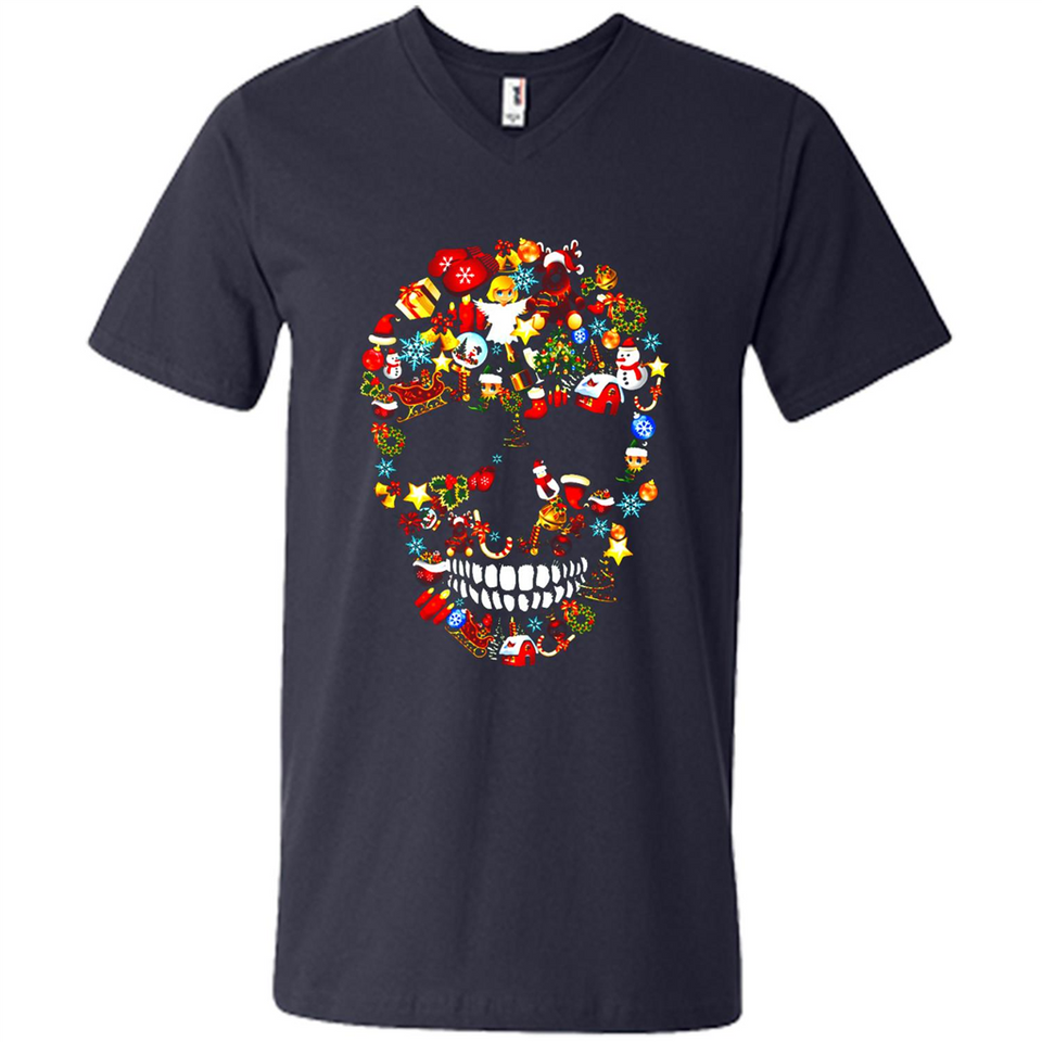 Skull Christmas Decorations Merry Xmas T-Shirt - Men's V-Neck