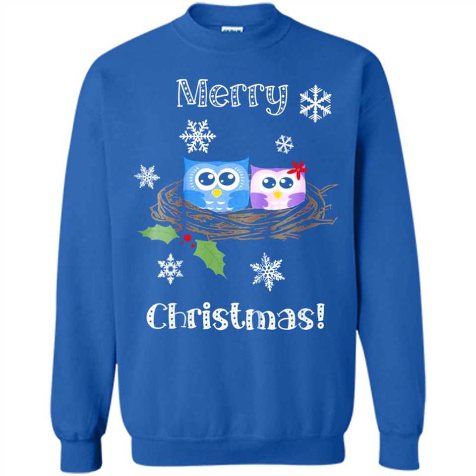 Cute Christmas Shirt Merry Christmas Snowflakes Owls Nest