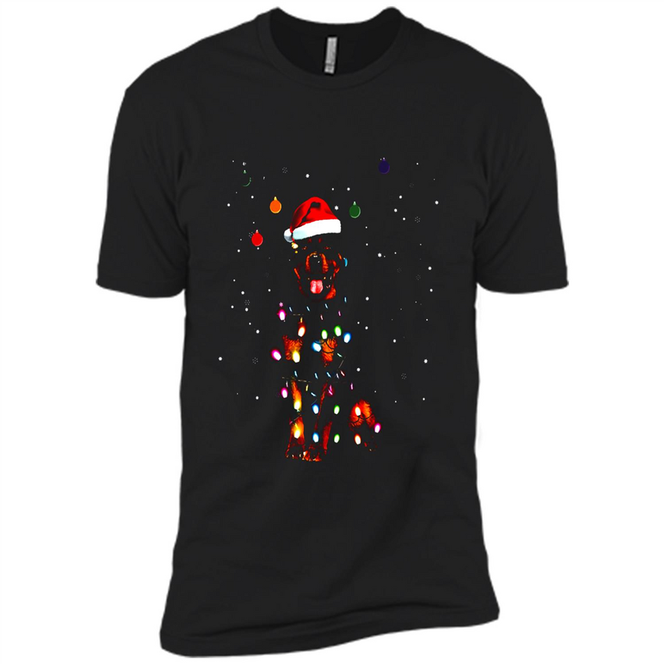 Rottweiler Santa Lights Christmas Dog Xmas Sweatshirt - Premium Short Sleeve T-Shirt