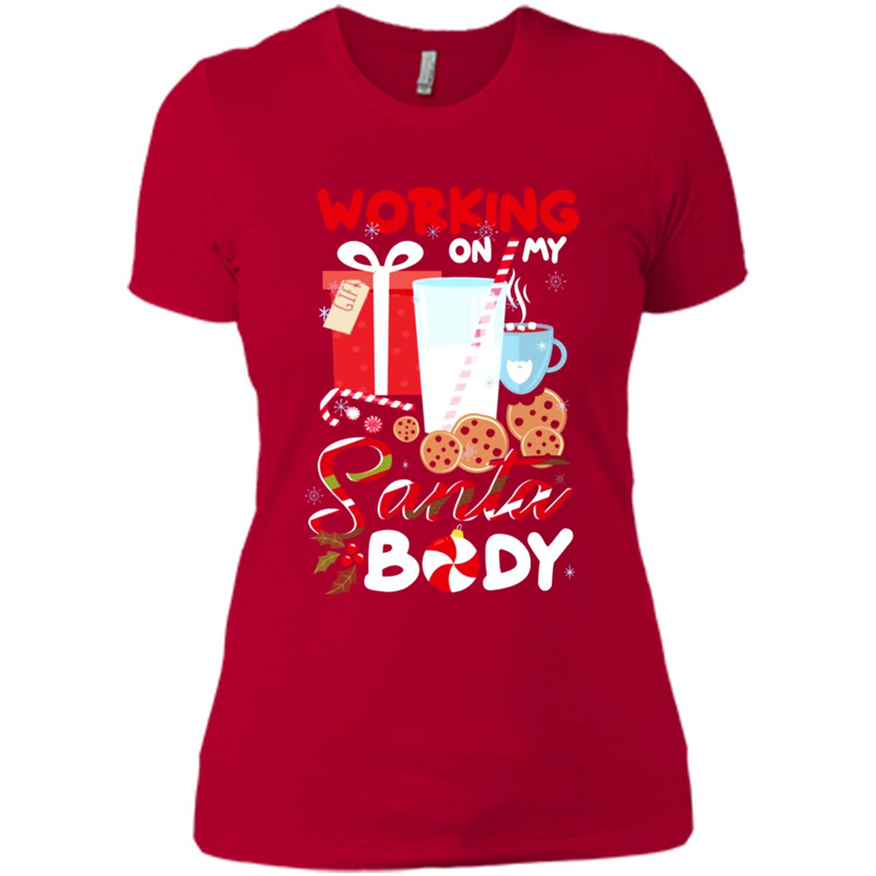 Working On My Santa Body Funny Christmas Gift Sleeve Xmas - Ladies' Boyfriend T-Shirt