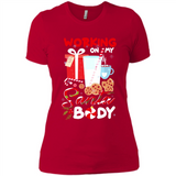Working On My Santa Body Funny Christmas Gift Sleeve Xmas - Ladies' Boyfriend T-Shirt