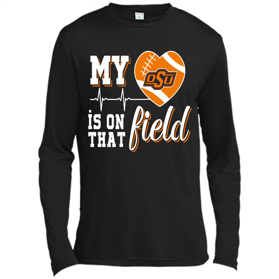 Oklahoma State Cowboys Football My Heart is on that Field - Canvas Long Sleeve T-Shirt