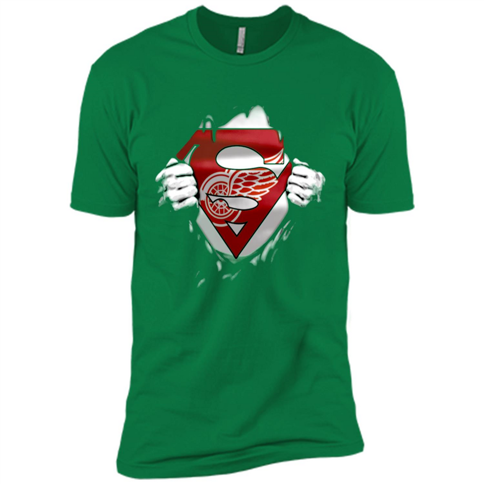 Detroit Red Wings And Superman Fans - Premium Short Sleeve T-Shirt