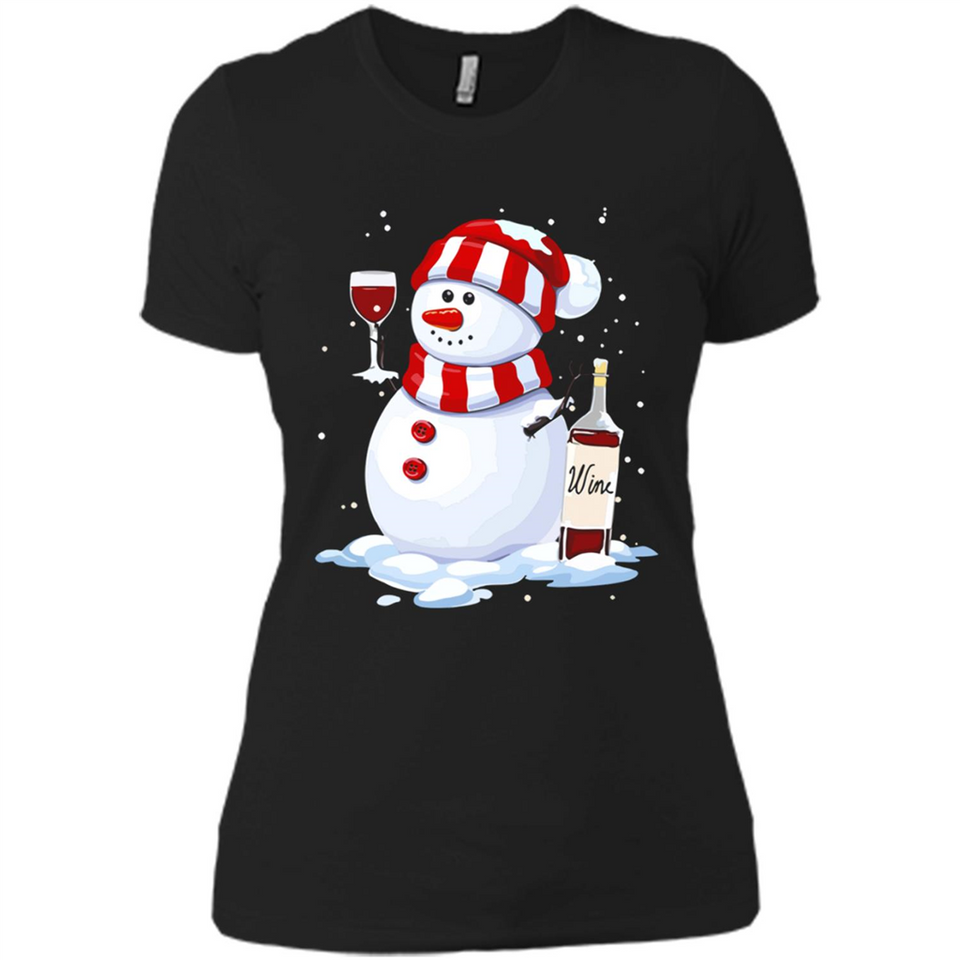 Cute Snowman drink Red Wine Christmas - Ladies' Boyfriend T-Shirt