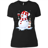 Cute Snowman drink Red Wine Christmas - Ladies' Boyfriend T-Shirt