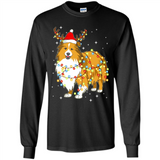 Christmas Lights Shetland Sheepdog Wearing Santa Hat Funny Xmas - Long Sleeve T-Shirt