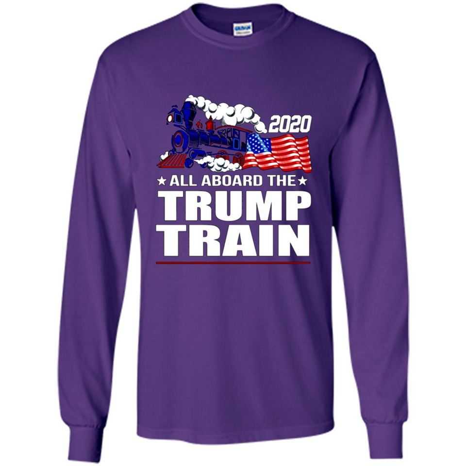 All Board The Trump Train 2020 Patriotic U.S Flag pingpong - Long Sleeve T-Shirt