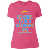 Reasons to be a Los Angeles Chargers Fan Complete List on Back - Ladies' Boyfriend T-Shirt