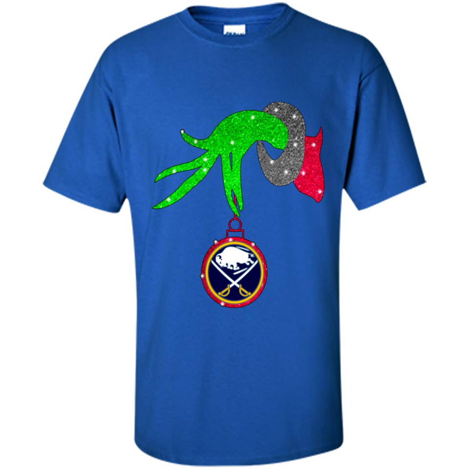 GRINCH HAND HOLDING BUFFALO SABRES GLITTER CHRISTMAS PINGPONG