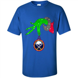 GRINCH HAND HOLDING BUFFALO SABRES GLITTER CHRISTMAS PINGPONG
