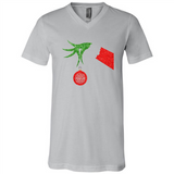 Funny Grinch Hand holding Firefighter ornament Christmas Sporty T-Shirt - Canvas Unisex V-Neck